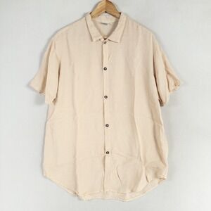 CP Shades San Francisco Shirt Womens Sz X Beige Button Up Short Sleeve Casual